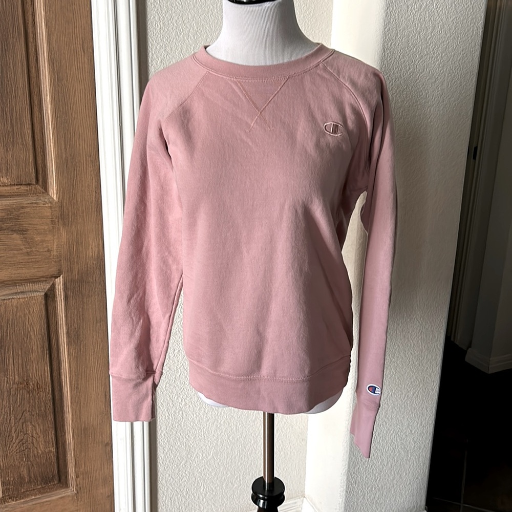 Champion Pink Top Dusty Rose Top Sweatshirt Beachy Small Athleisure Comfort - Picture 9 of 10